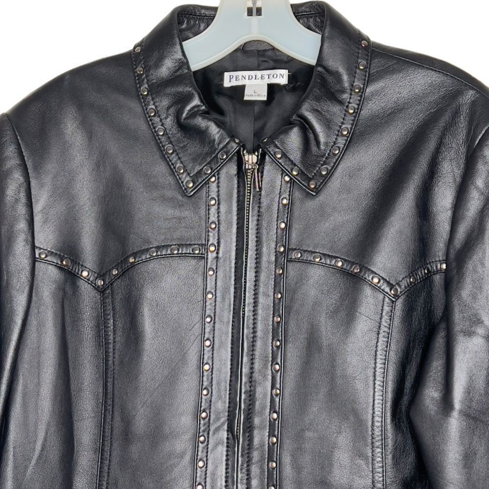 Pendleton Black Leather Jacket With Studs - image 2